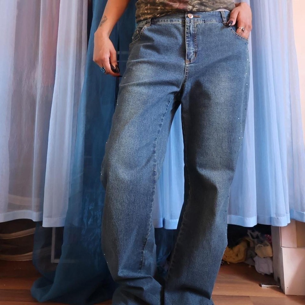 Rhinestoned SIMON CHANG Bootcut Jeans